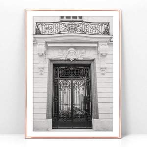 Printable photo Ritz Hotel door Paris, black and white French architecture print, Instant Download