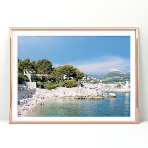 Foto mediterránea imprimible, decoración de playa de verano, arte de la pared costera, impresión de Calanques Cassis, sur de Francia, Costa Azul, descarga instantánea
