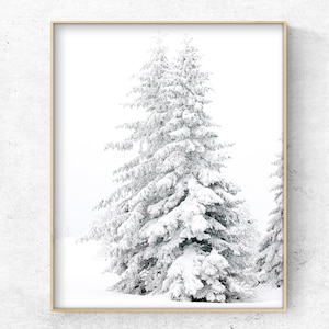 Printable  Winter forest Photo, snow Christmas scandinavian wall Decor,  monochrome Digital Art Print, Instant Download