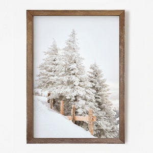 Winter Set of 6 Prints, White Reindeer, Snow Forest Photo, Log Cabin ...