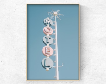 Download Printable photo pastel blue Motel sign, minimalist baby blue print, instant download