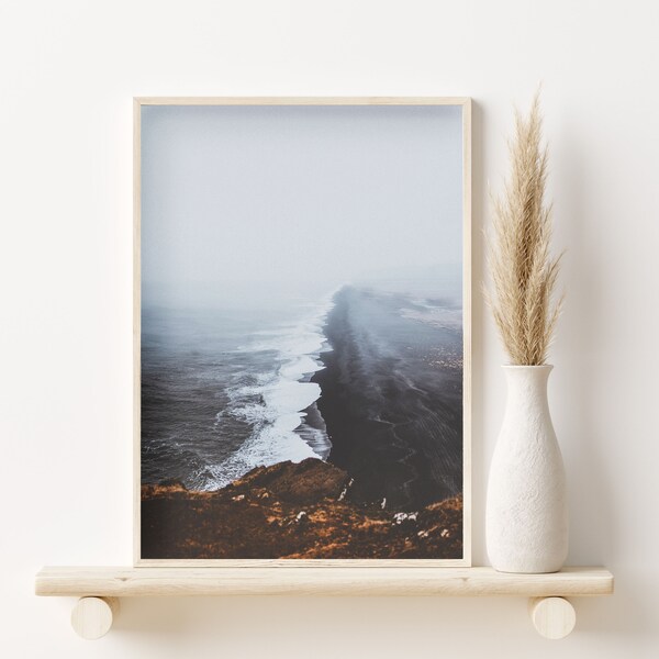 Printable Photo of a black sand beach in Iceland, Coastal Digital Print, Scandinavian photo Instant Download