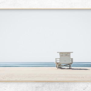Printable photo of a life guard tower, coastal wall art, minimalist beach print, California print, Instant download