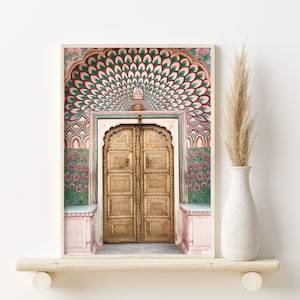 Digital print of an Indian door, Jaipur door print, pastel Bohemian decor, Printable Boho wall art, Udaipur Door photo, Instant Download