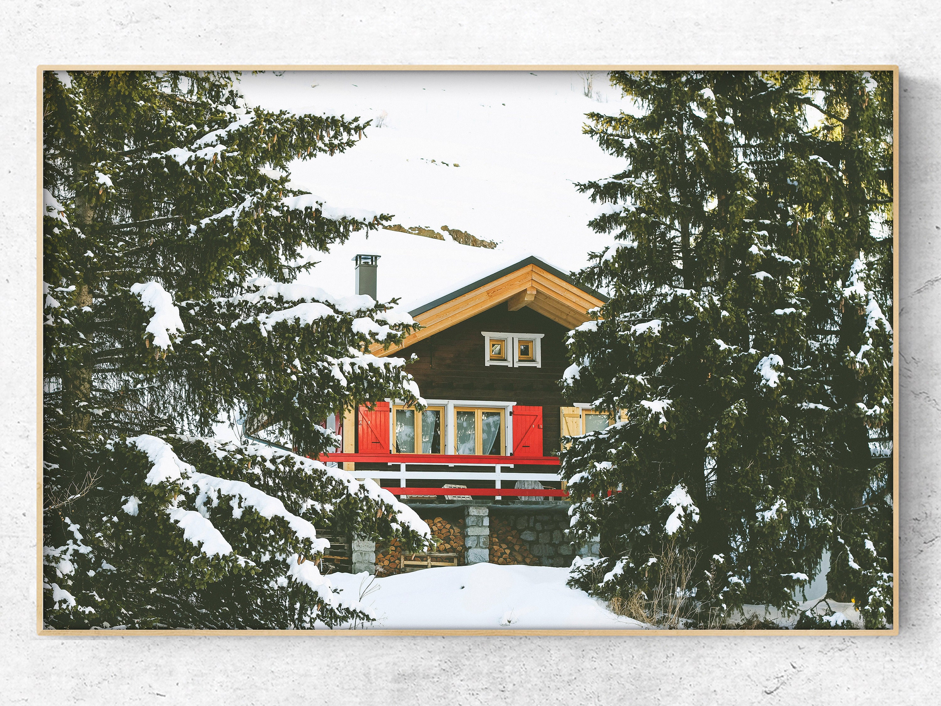 SET OF 6 Winter Forest Prints , Reindeer Photo, Chalet, Snow Christmas ...