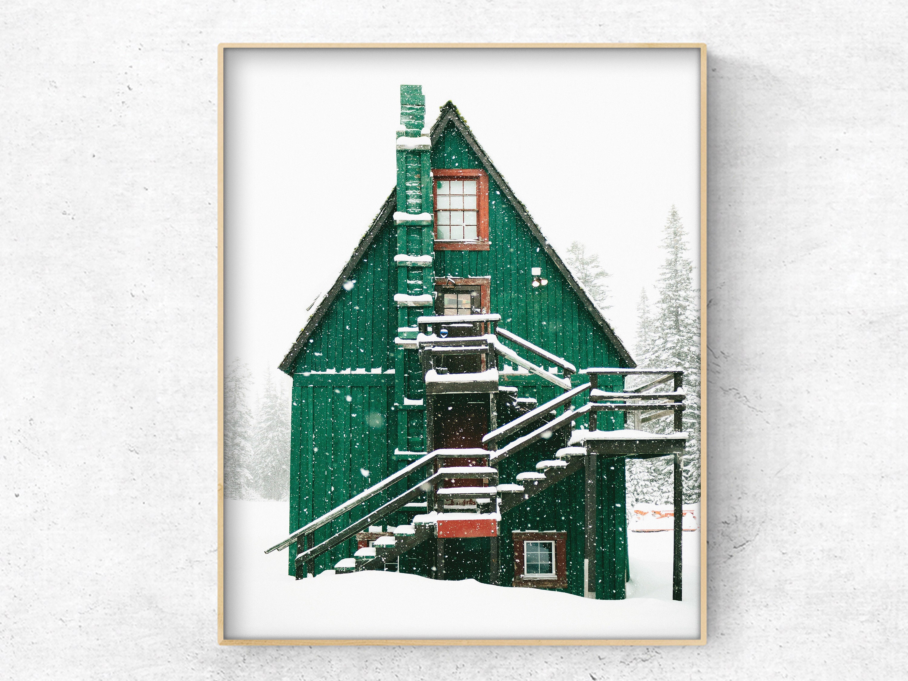 SET OF 6 Winter Forest Prints , Reindeer Photo, Chalet, Snow Christmas ...