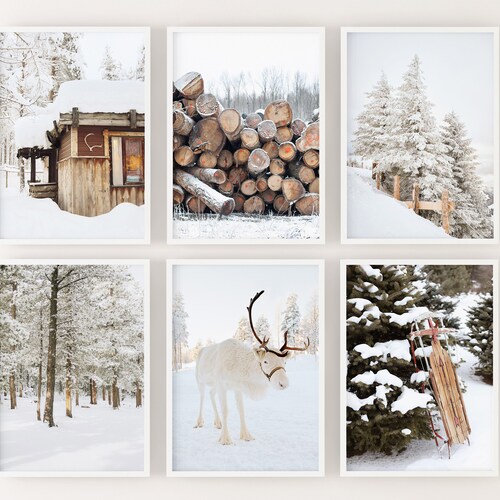 Christmas Set of 6 Winter Gallery Wall Snowy Rustic Barn Farm - Etsy