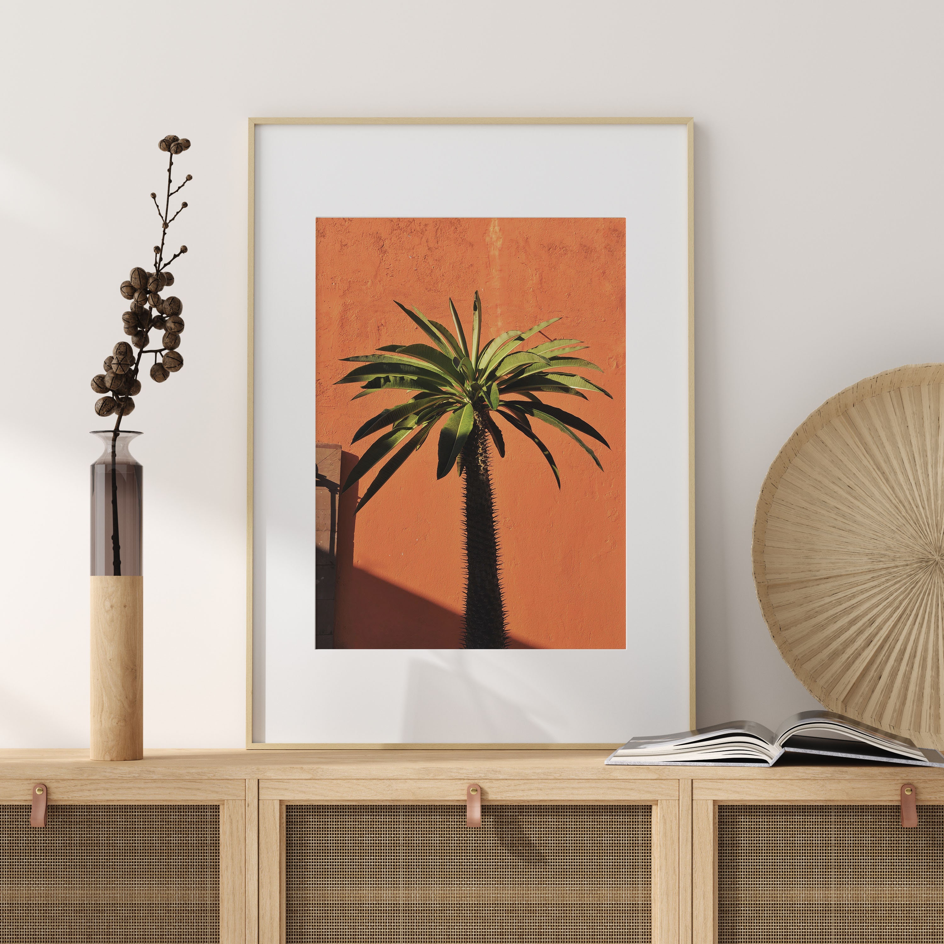 Printable Palm Tree Photo, Desert Art Print, Burnt Orange Boho Print ...