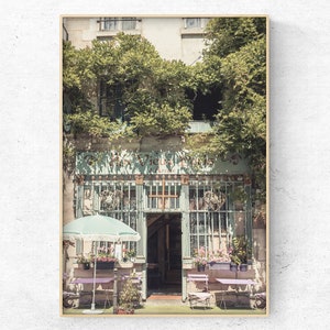 Printable photo Au Vieux Paris d'Arcole, pastel green French architecture print, Digital Download