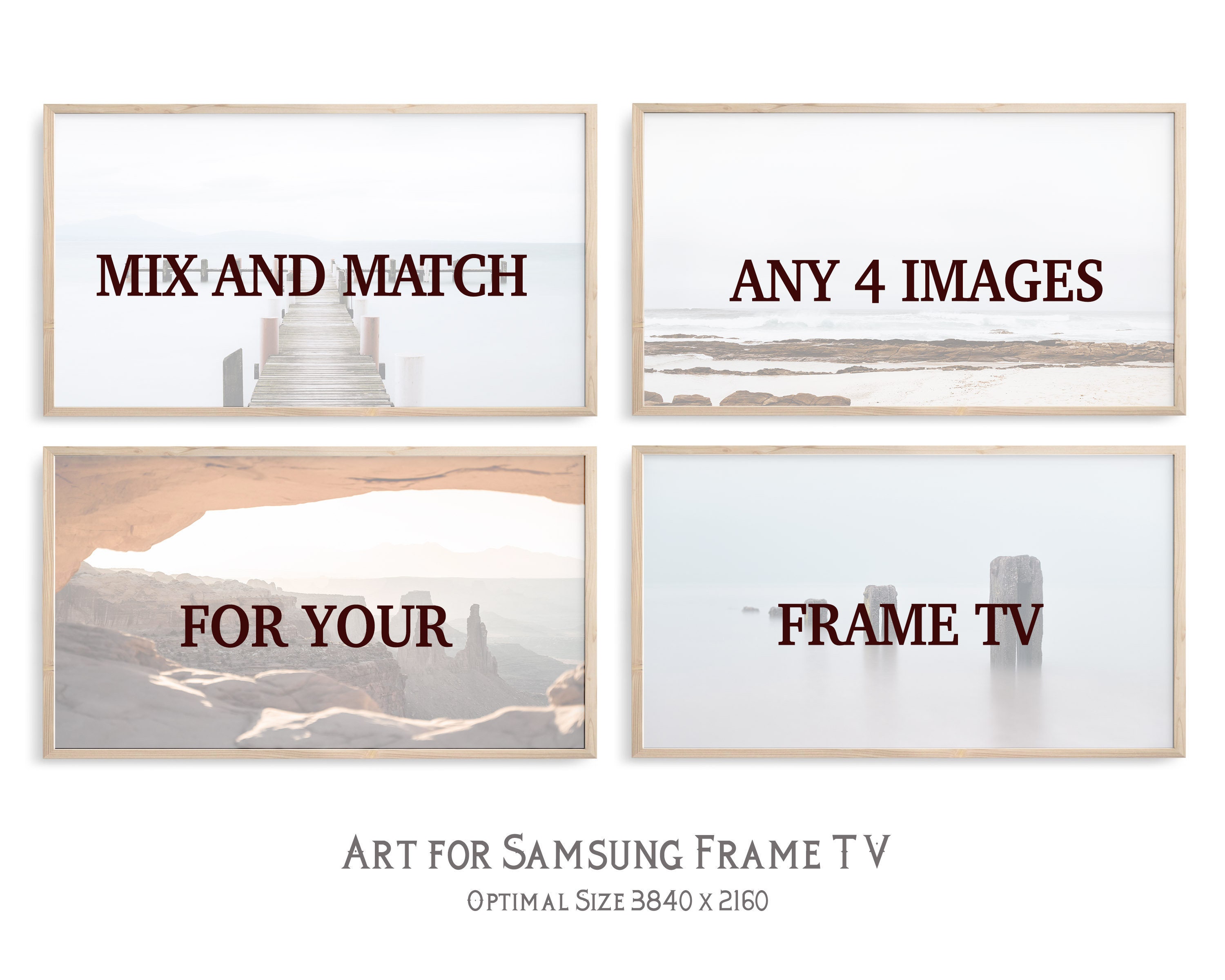 4 Piece Samsung Frame Tv Art Set Mix and Match TV Art 4K