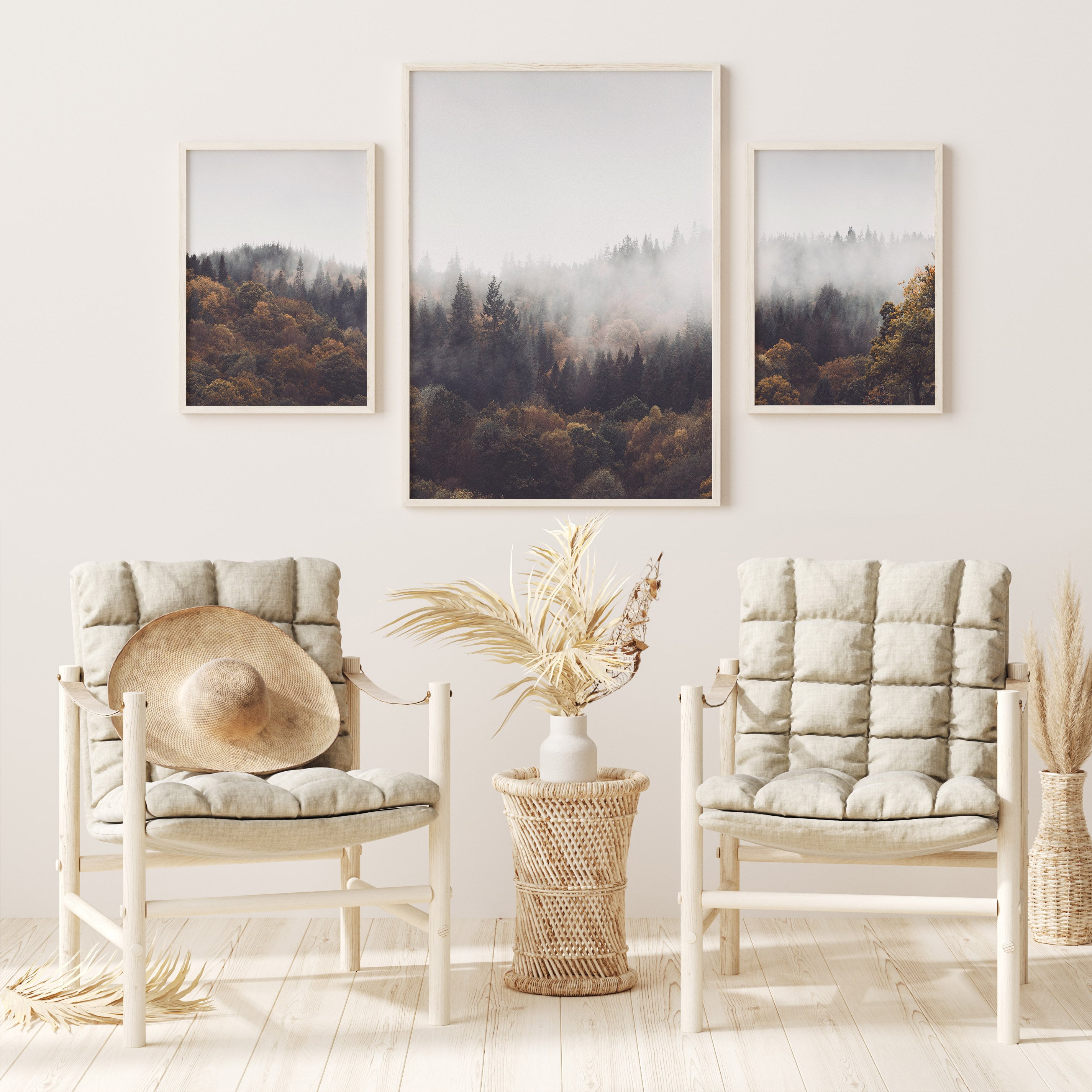 SET OF 3 Forest Prints, Panoramic Forest Wall Decor, Pine Trees ...