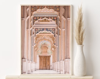 Digital print of an Indian door, neutral Jaipur door print, pastel Bohemian decor, Printable Boho wall art, Instant Download