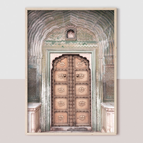 Impression numérique d'une porte indienne, impression de porte de Jaipur, décor Boho neutre, art mural Boho imprimable, photo de porte d'Udaipur, téléchargement immédiat