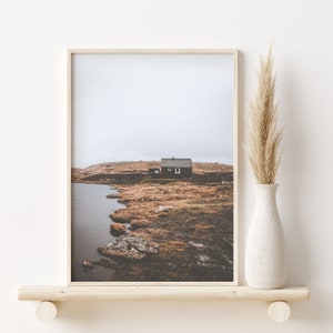 Printable Photo of a Coastal Cabin in Iceland, Scandinavian Digital Art Print, Instant download