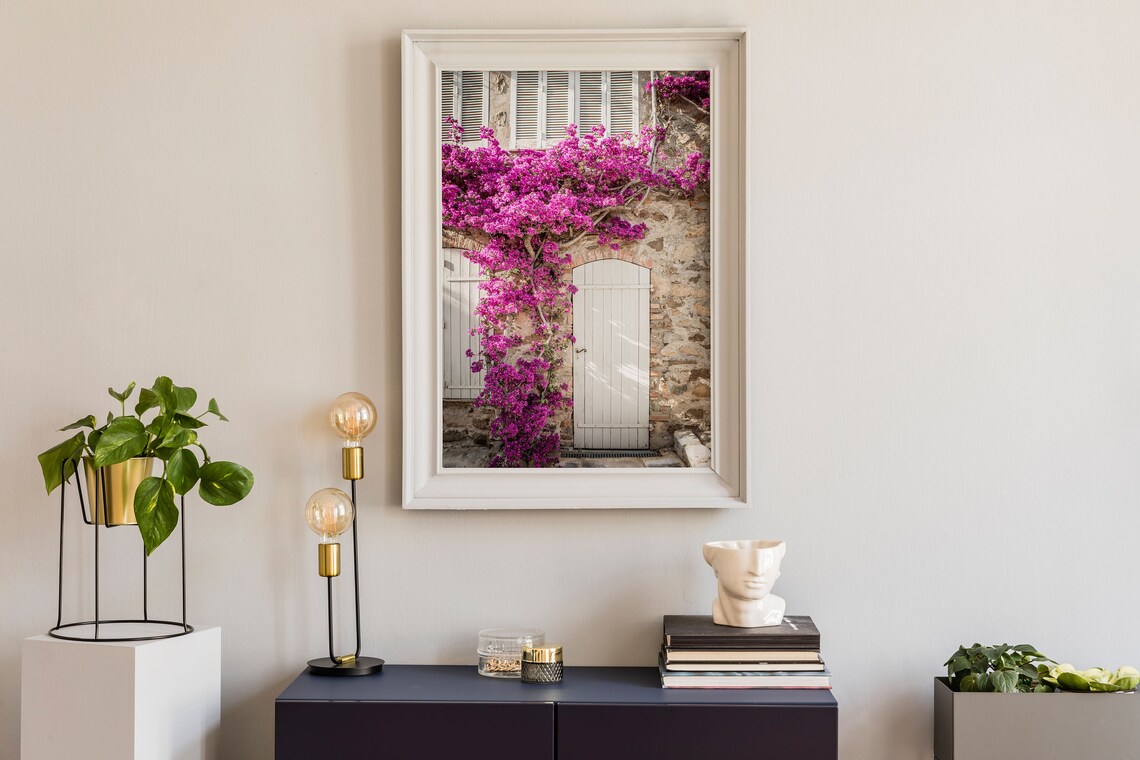 Printable Door Photo With Bougainvillea Pink and White | Etsy