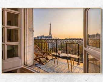 Download Printable photo PARIS stunning Eiffel Tower view from balcony at sunset