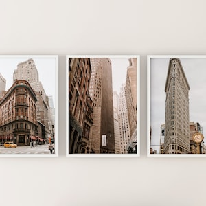SET OF 3 Neutral New York City architecture photos - digital art printable download