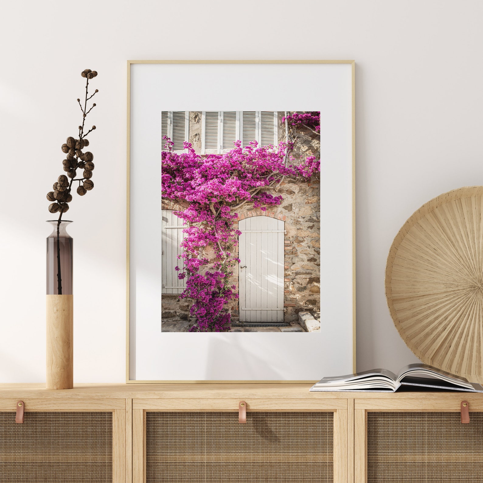 Printable Door Photo With Bougainvillea Pink and White | Etsy