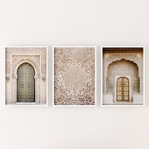 Set of 3 Moroccan door prints, boho digital art print - oriental bohemian print, Instant Download