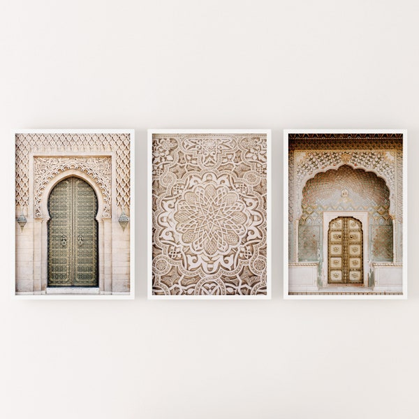 3er Set Marokkanische Tür Drucke, Boho Digital Art Print - orientalischer Boho Print, Instant Download