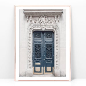 Download Printable photo blue Paris door, French architecture print, Paris door poster