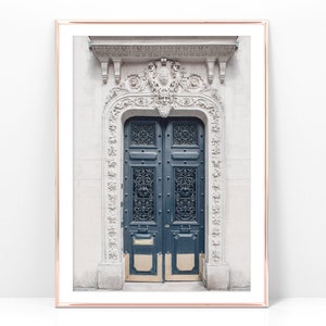 Download Printable photo blue Paris door, French architecture print, Paris door poster