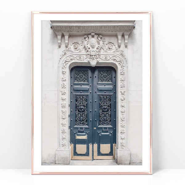 Download Printable photo blue Paris door, French architecture print, Paris door poster