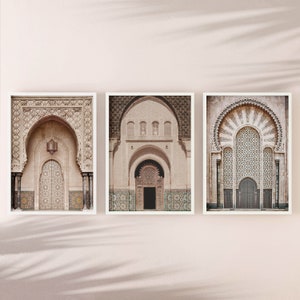 Set of 3 Moroccan door prints, boho digital art print, oriental bohemian print, architecture print instant download