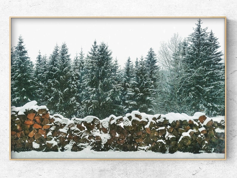 SET OF 6 Winter Forest Prints , Reindeer Photo, Chalet, Snow Christmas ...