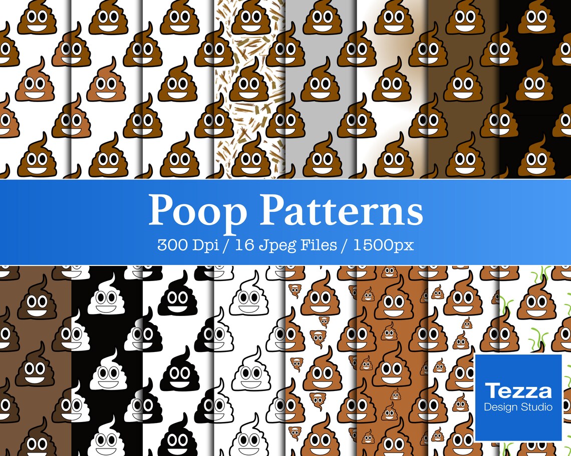 Seamless Poop Patterns 16 Different Colours for Your Projects Jpeg