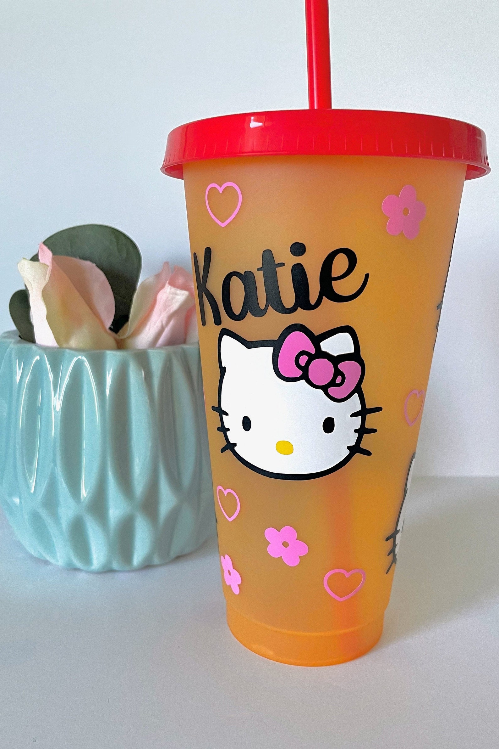 Hello Kitty Inspired Cup Cute Kitty Cups Personalized Etsy