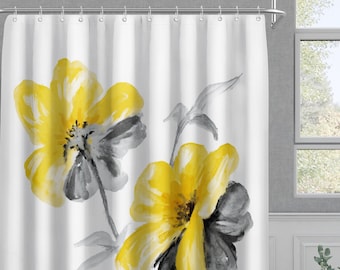 Shower Curtain for Bathroom Pale Yellow Flower Hotel Quality Waterproof & Washable Easy Care Modern Designer Shower Curtain 66x72in Shower Curtain for Bathroom Pale Yellow Flower Hotel Quality Waterproof & Washable Easy Care Modern Designer Shower Curtain 66x72in