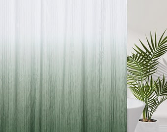 Ombre Green Shower Curtains for Bathroom Textured Waterproof Gradient Fabric Bath Shower Curtain Polyester 72x72 inch