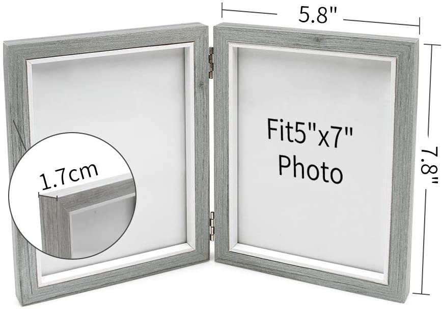 Grey Picture Frame 4x6 5x7 Double Wooden Hinged Photo Frames 2 Etsy