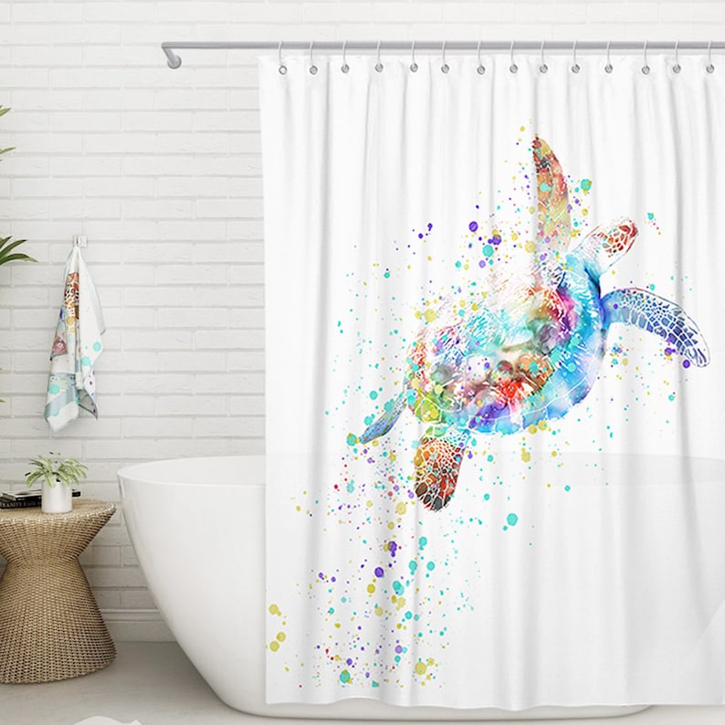 Sivapleso Octopus Bathroom Shower Curtain Colorful Turtle Etsy