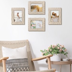 SUMGAR Cornice portafoto in legno rustico, 13 x 18 cm, per parete o scrivania, decorazione da parete, collagene, colore legno, regalo di Natale, compleanno, con vetro HD