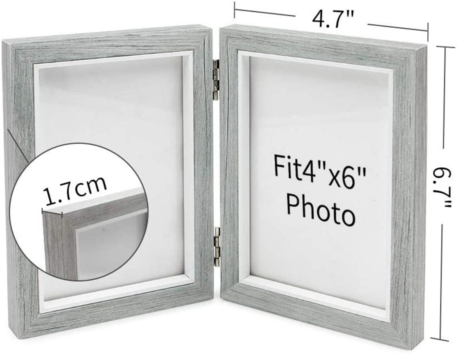 Grey Picture Frame 4x6 5x7 Double Wooden Hinged Photo Frames 2 Etsy