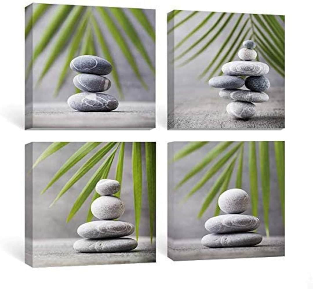 Sumgar Bathroom Wall Art Zen Canvas Paintings Nature Green Etsy