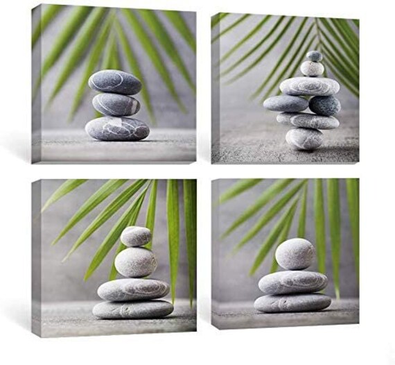 Sumgar Bathroom Wall Art Zen Canvas Paintings Nature Green - Etsy