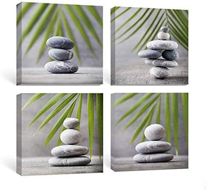 Sumgar Bathroom Wall Art Zen Canvas Paintings Nature Green Etsy