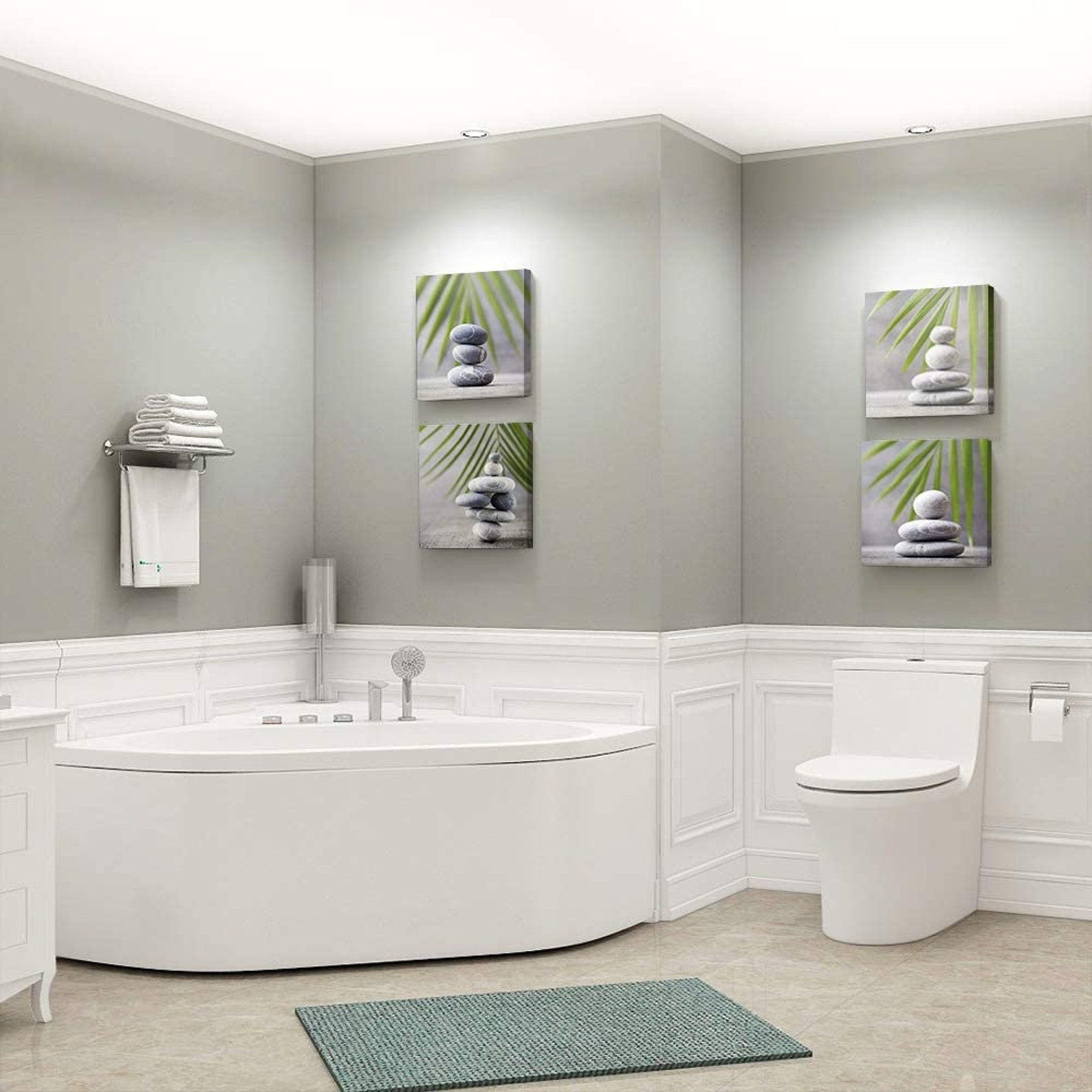 Sumgar Bathroom Wall Art Zen Canvas Paintings Nature Green Etsy