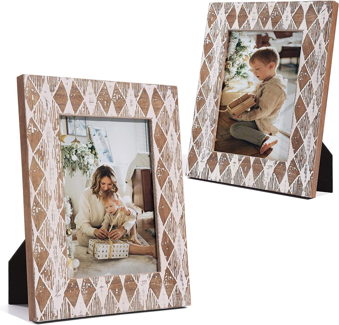 Boho Picture Frames Solid Wood 5x7 Photo Frame Rustic Natural Etsy
