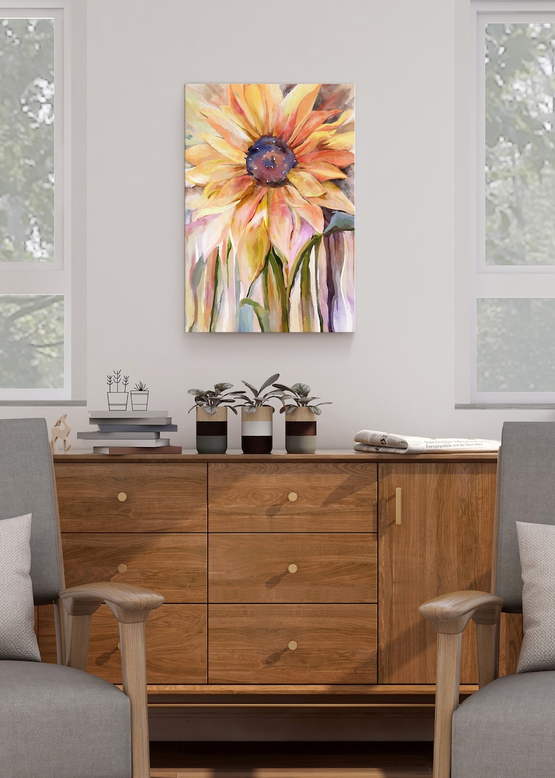 Sunflower Wall Art Yellow Flower Canvas Print Painting Etsy