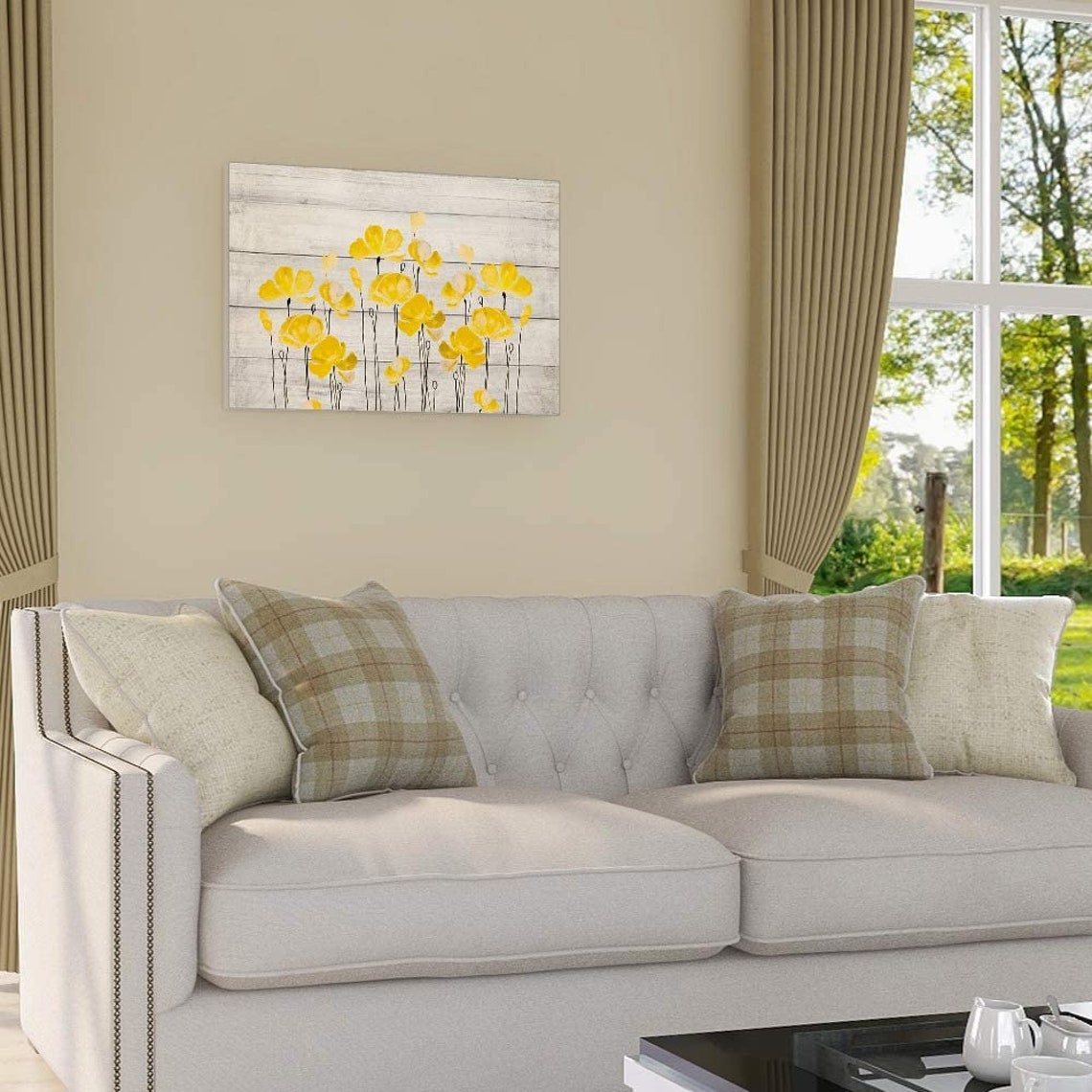 Sumgar Large Yellow Wall Art for Living Room Floral Canvas Art Etsy