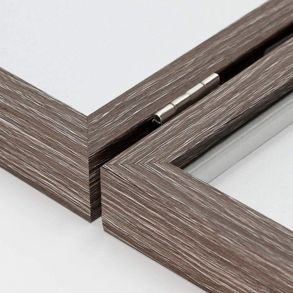 Double Picture Frame 5x7 Brown Wooden Hinged Photo Frames Etsy