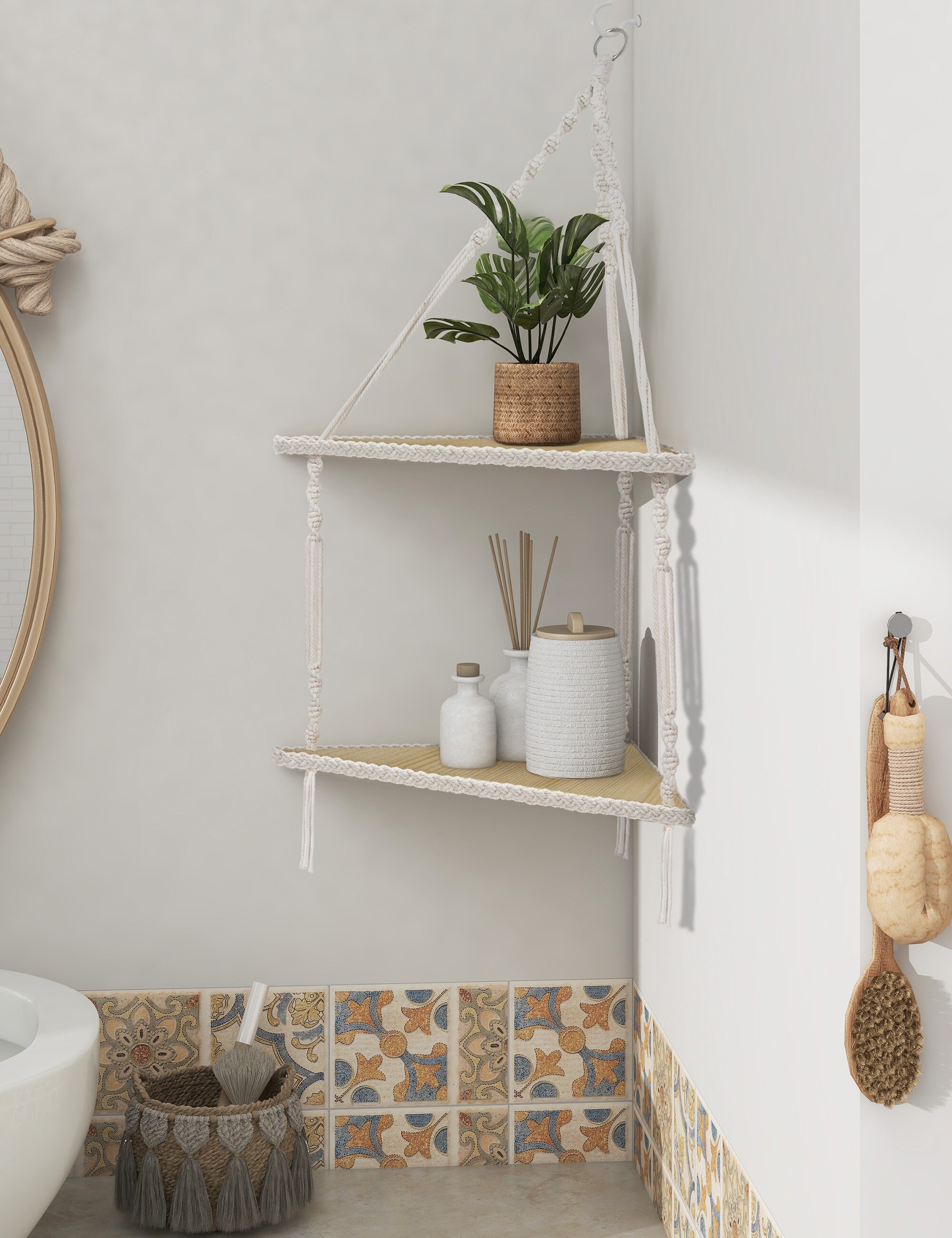 Outdoor Decor Corner Hanging Shelves Etsy