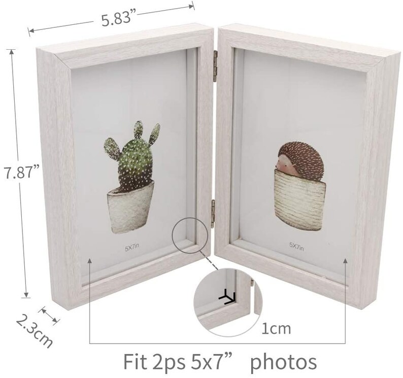 Double Picture Frame 5x7 White Wooden Hinged Photo Frames Etsy