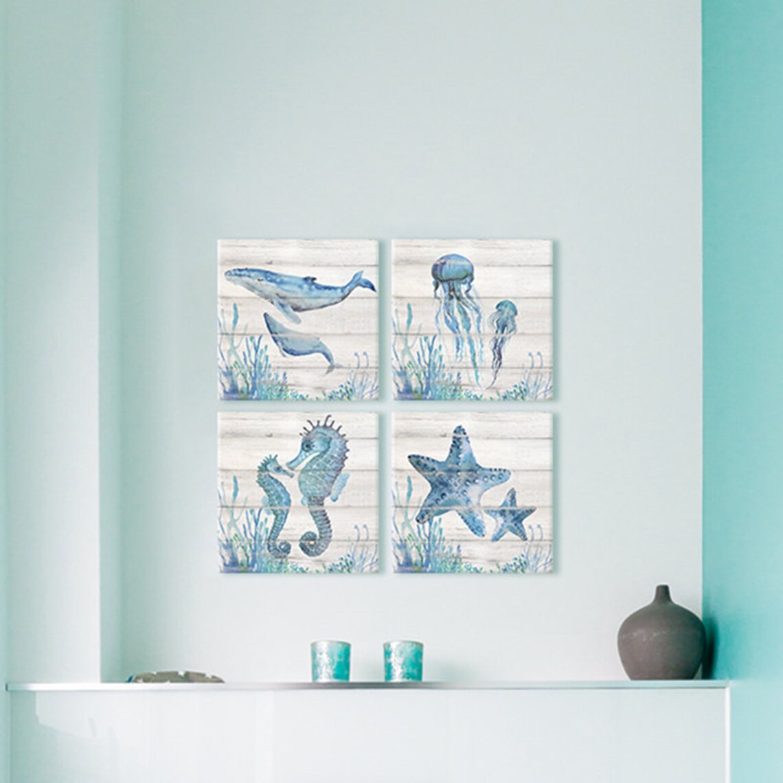 Sumgar Framed Wall Art Ocean Nursery Decor Sea Life Ocean Etsy