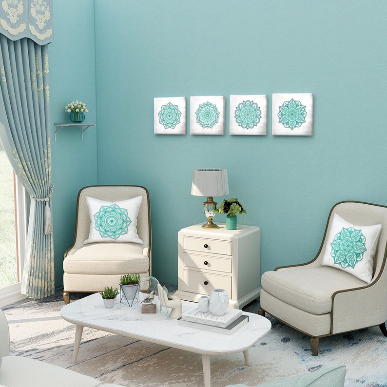 Sumgar Boho Mandala Wall Art Set of 4 Vintage Gray Mandala Etsy