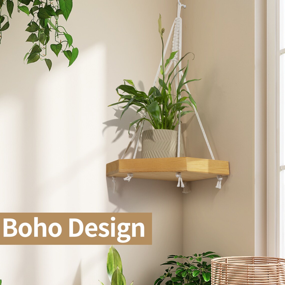 Hanging Corner Shelves Rustic Boho Wall Shelves Corner Shelf Etsy